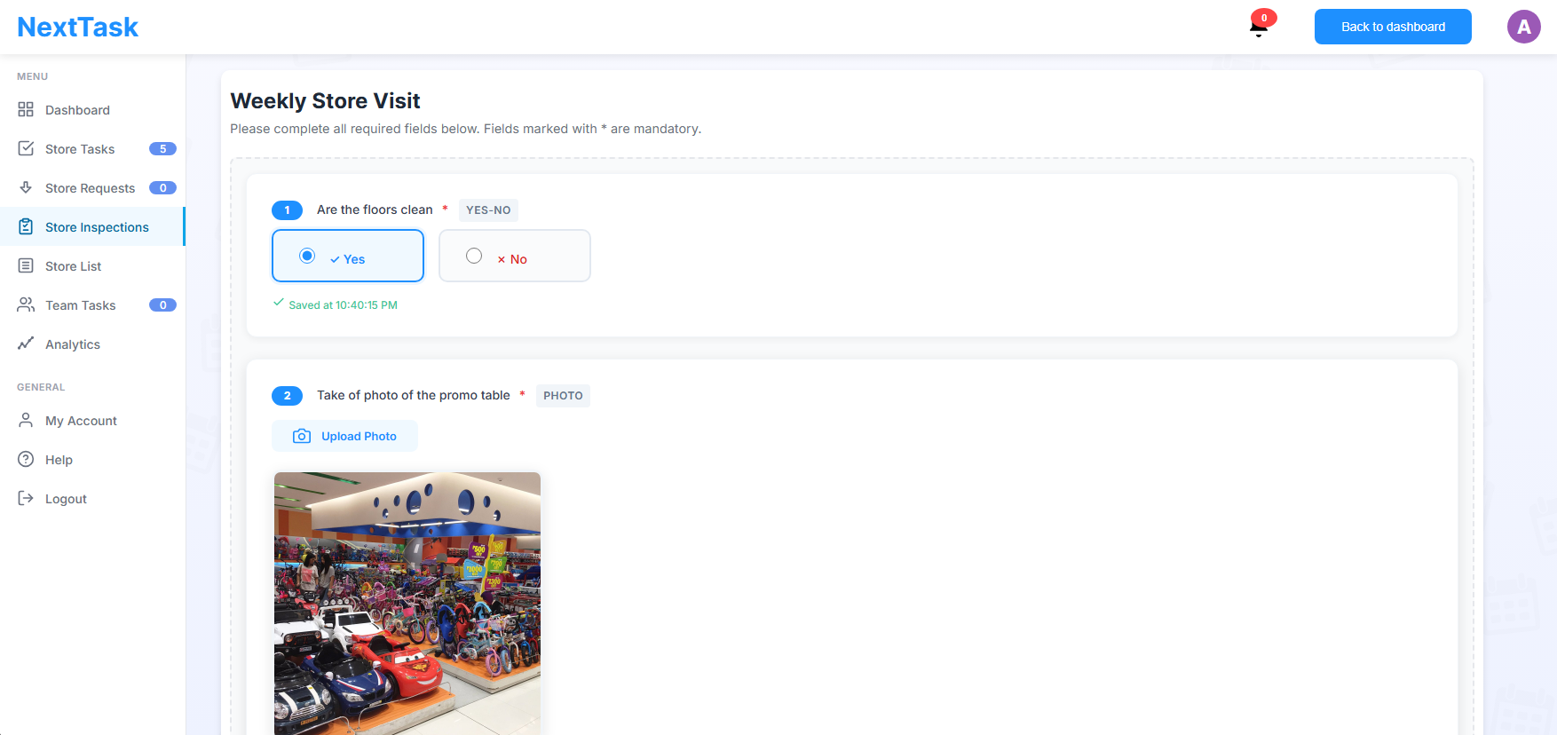 NextTask Store Inspections
